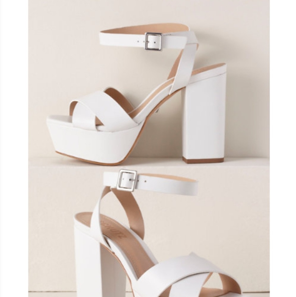 Schutz Saphire White Platform Sandals